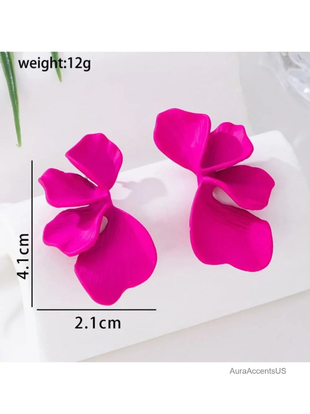 Floral Drop Earrings for Women Chunky Statement Ginkgo Leaf Push Back Alloy